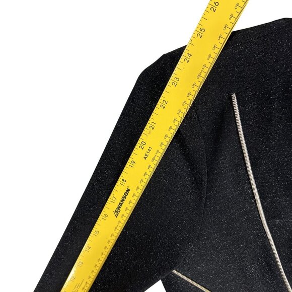 Caché Womens S Black Zip Up Blazer Silver Piping Structured Fit Career Office - Picture 11 of 15